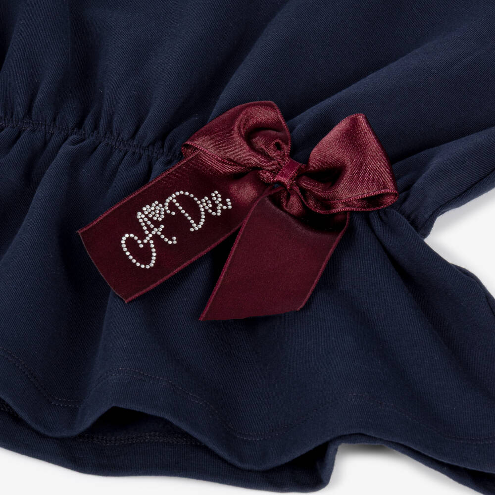 A Dee-Girls Navy Blue & Burgundy Zigzag Cotton Leggings Set | Childrensalon
