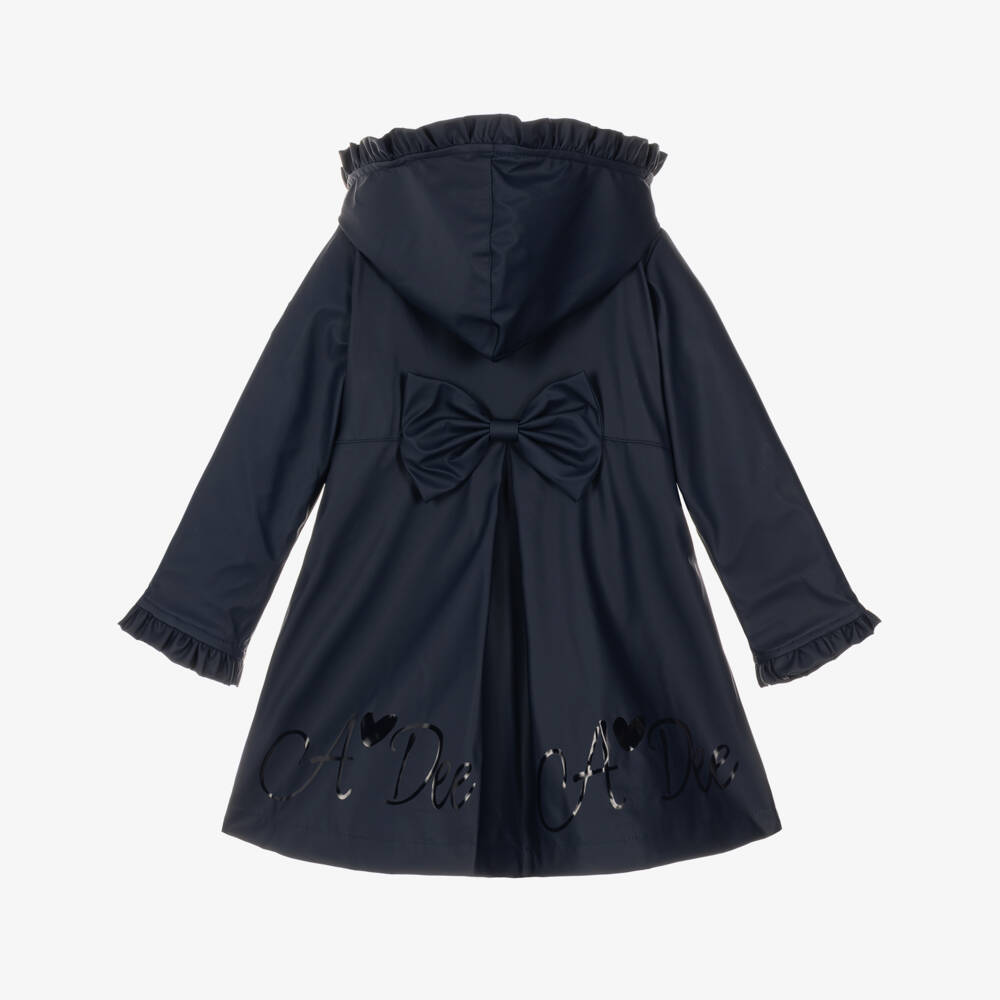 A Dee-Girls Navy Raincoat with Ruffles & Bows | Childrensalon