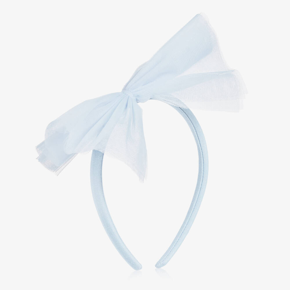 A Dee-Girls Pale Blue Glittery Tulle Bow Hairband | Childrensalon