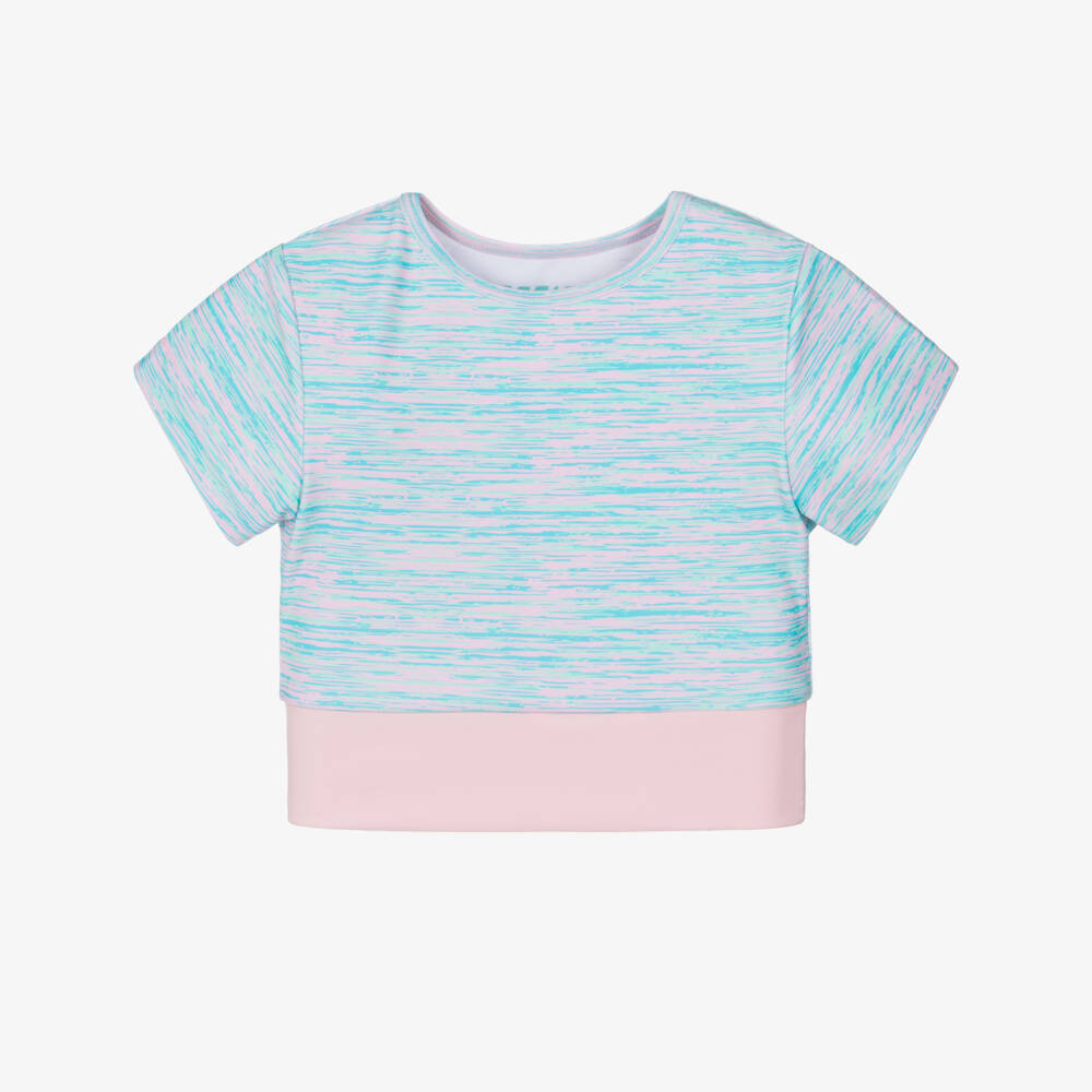 A Dee-Girls Pale Blue & Pink Cropped Top | Childrensalon