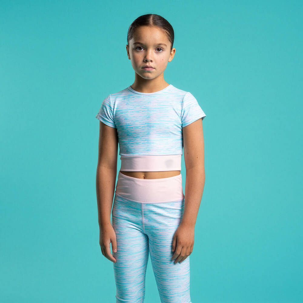 A Dee-Топ укороченный голубой и розовый для девочек | Childrensalon