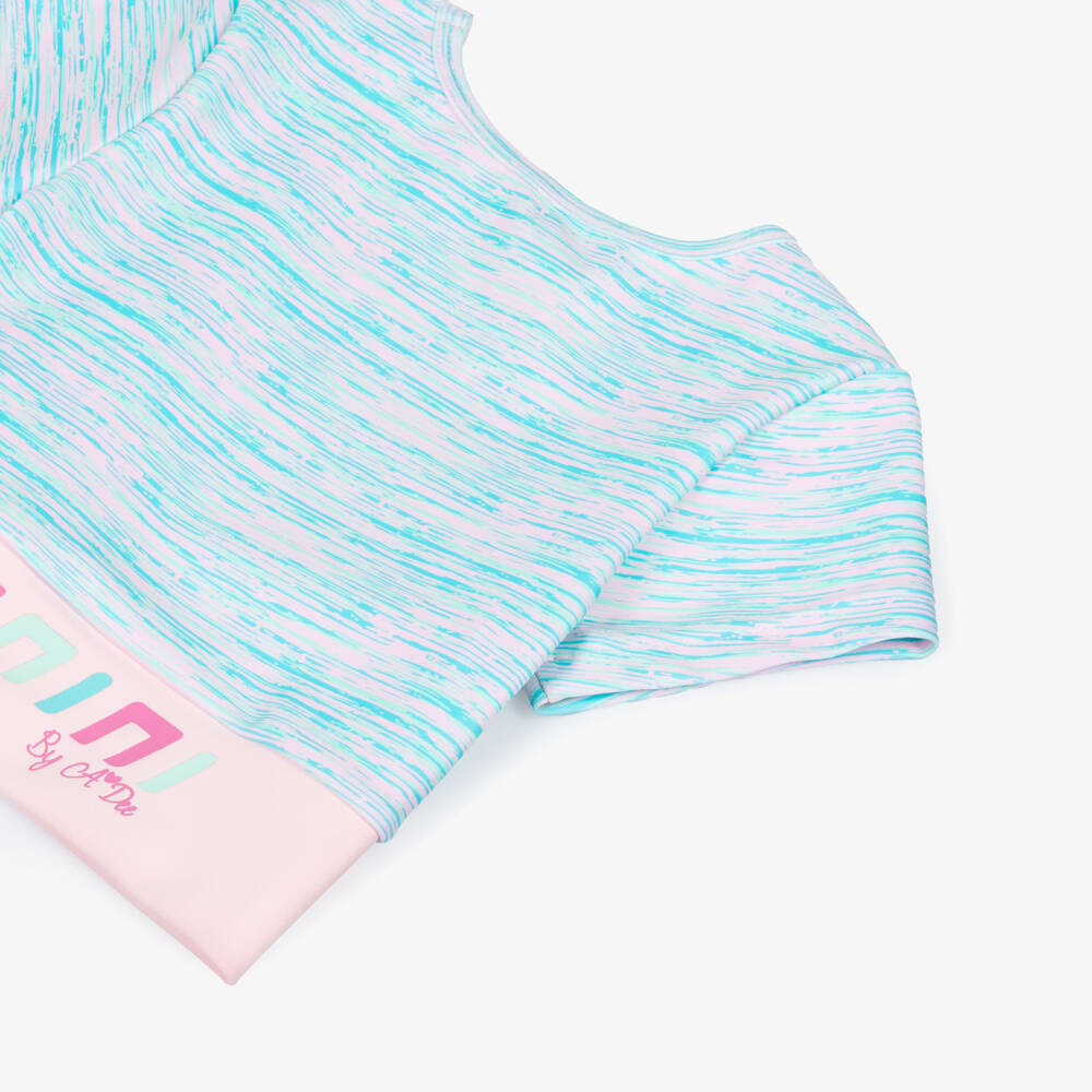 A Dee-Girls Pale Blue & Pink Cropped Top | Childrensalon