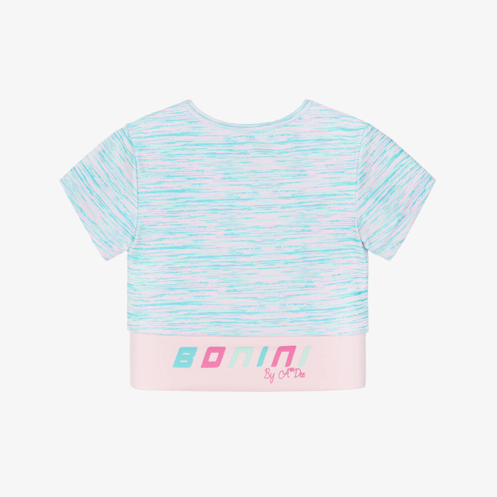 A Dee-Girls Pale Blue & Pink Cropped Top | Childrensalon