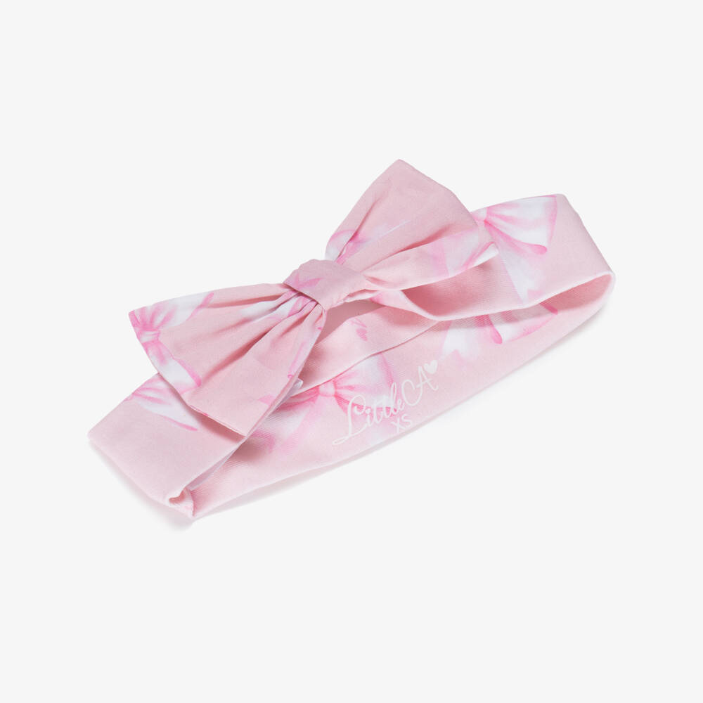 A Dee-Girls Pale Pink Bow Print Headband | Childrensalon