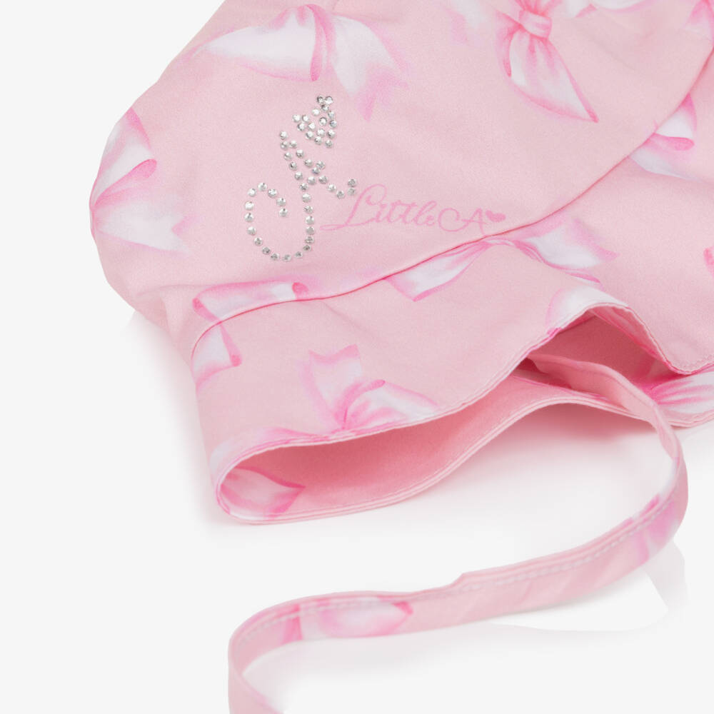 A Dee-Girls Pale Pink Bow Print Sun Hat | Childrensalon