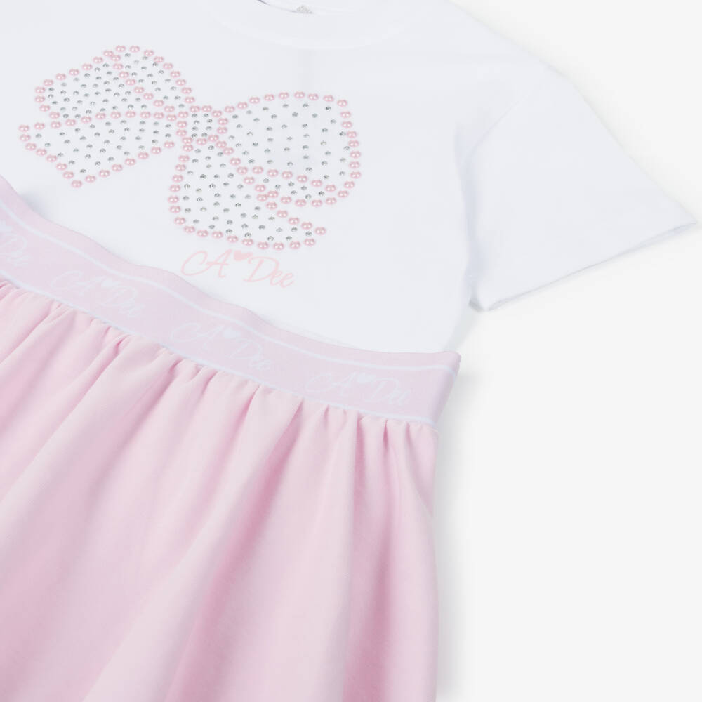 A Dee-طقم سكورت قطن لون زهري فاتح للبنات | Childrensalon