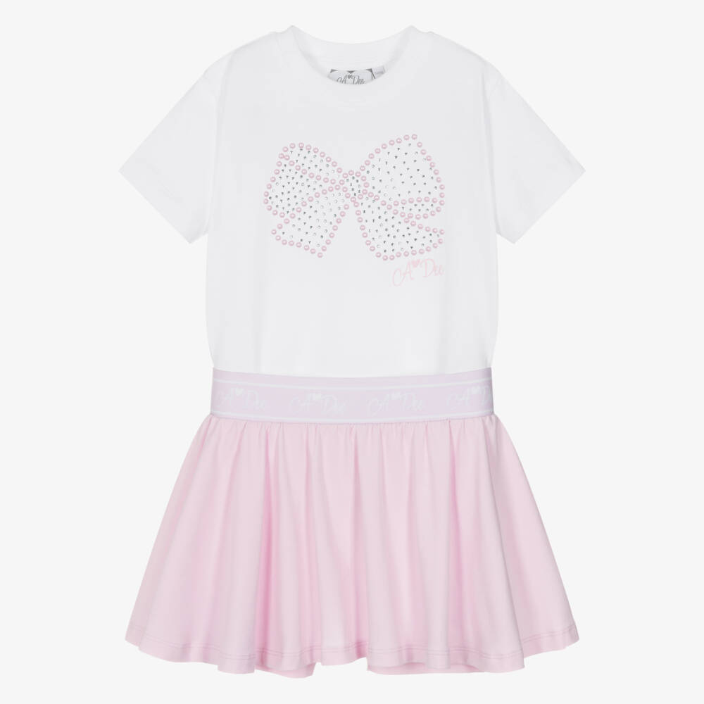 A Dee-طقم سكورت قطن لون زهري فاتح للبنات | Childrensalon