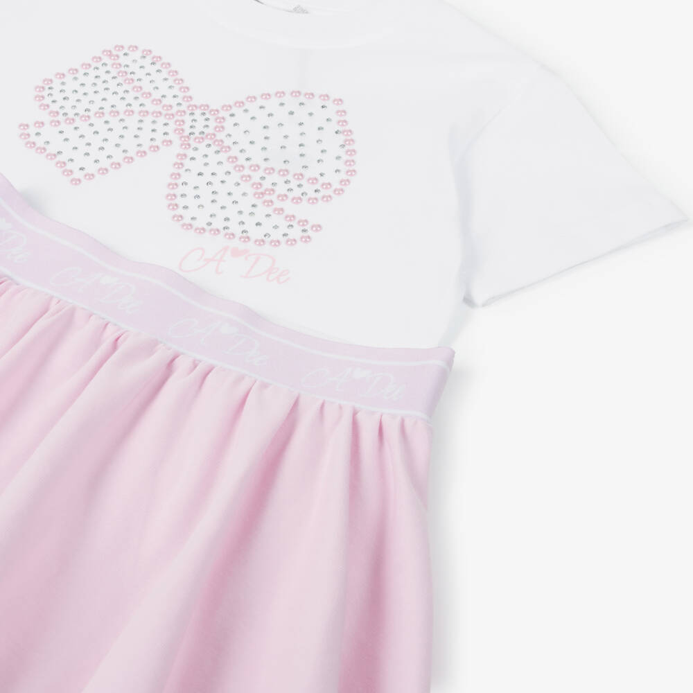 A Dee-طقم سكورت قطن لون زهري فاتح للبنات | Childrensalon