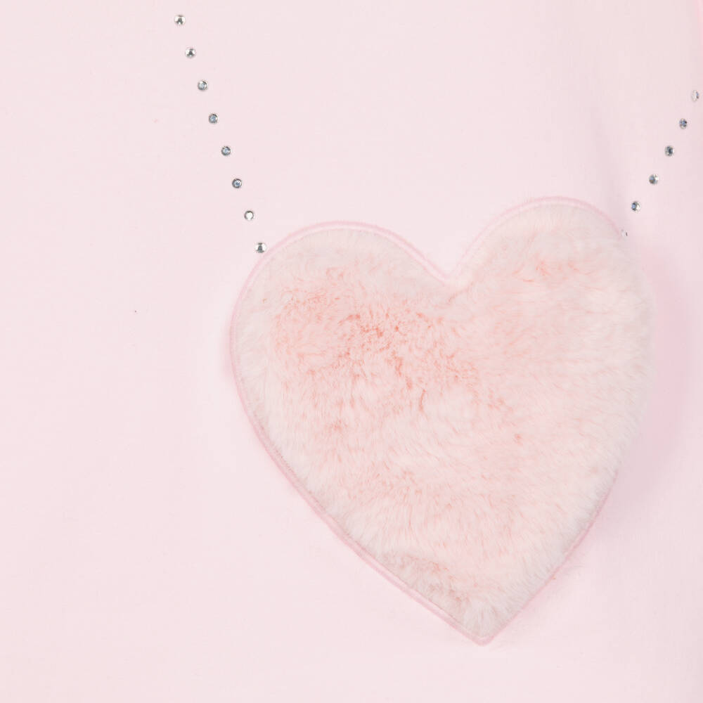 A Dee-Girls Pale Pink Dress with Faux Fur Heart | Childrensalon