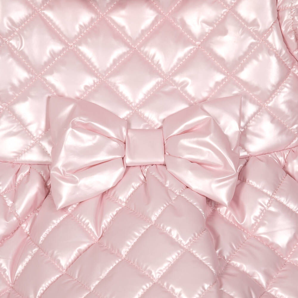 A Dee-Girls Pale Pink Quilted Coat with Faux Fur Trims | Childrensalon
