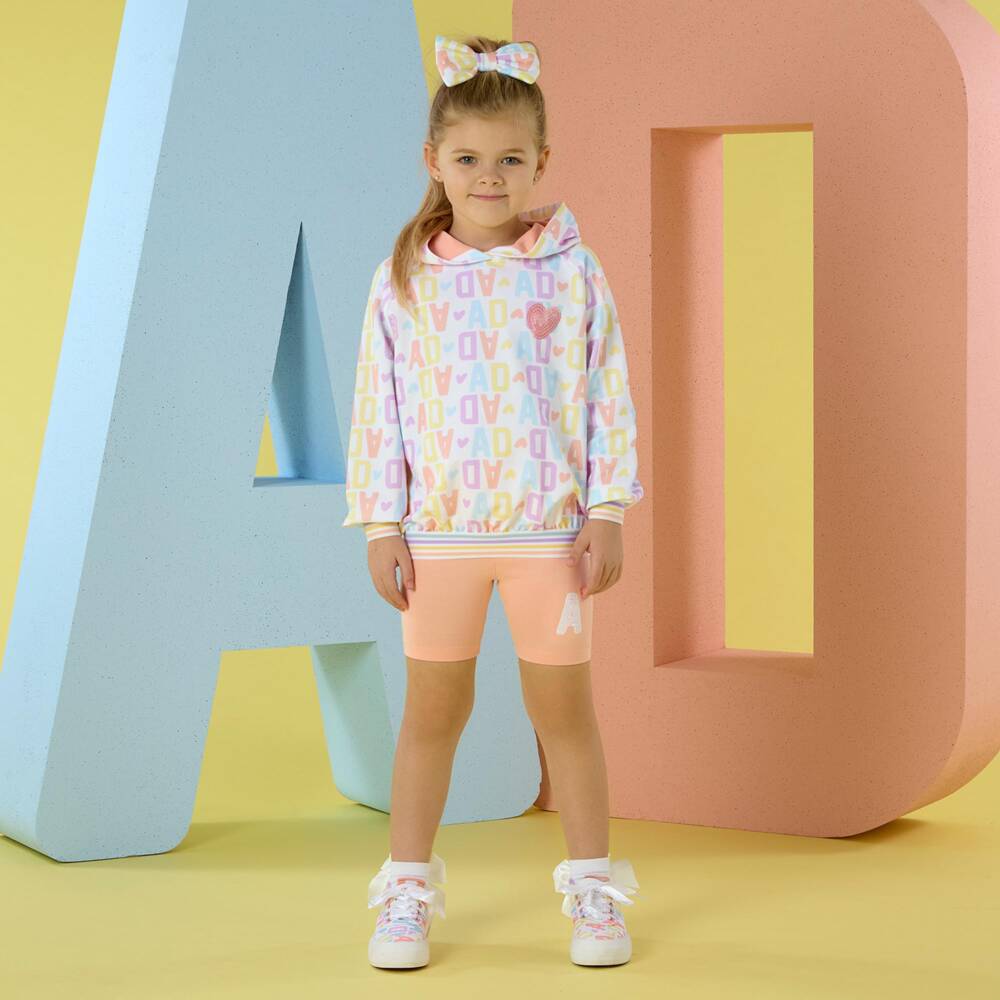 A Dee-طقم شورت قطن لون زهري خوخي للبنات | Childrensalon