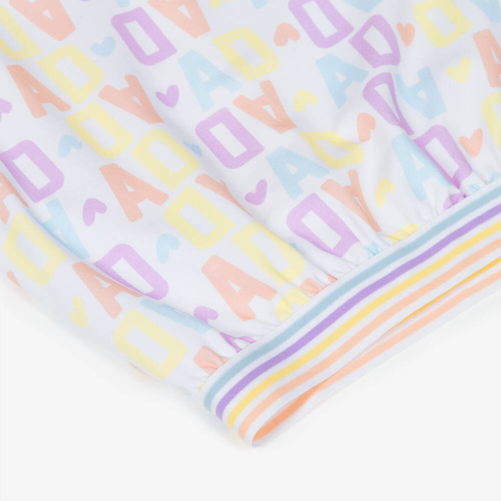 A Dee-Girls Peach Pink Cotton Logo Shorts Set | Childrensalon