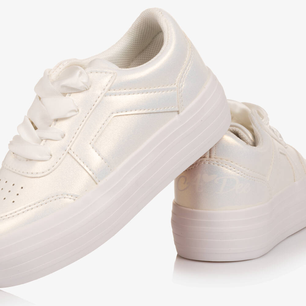 A Dee-Girls Pearlescent White Chunky Lace-Up Trainers | Childrensalon