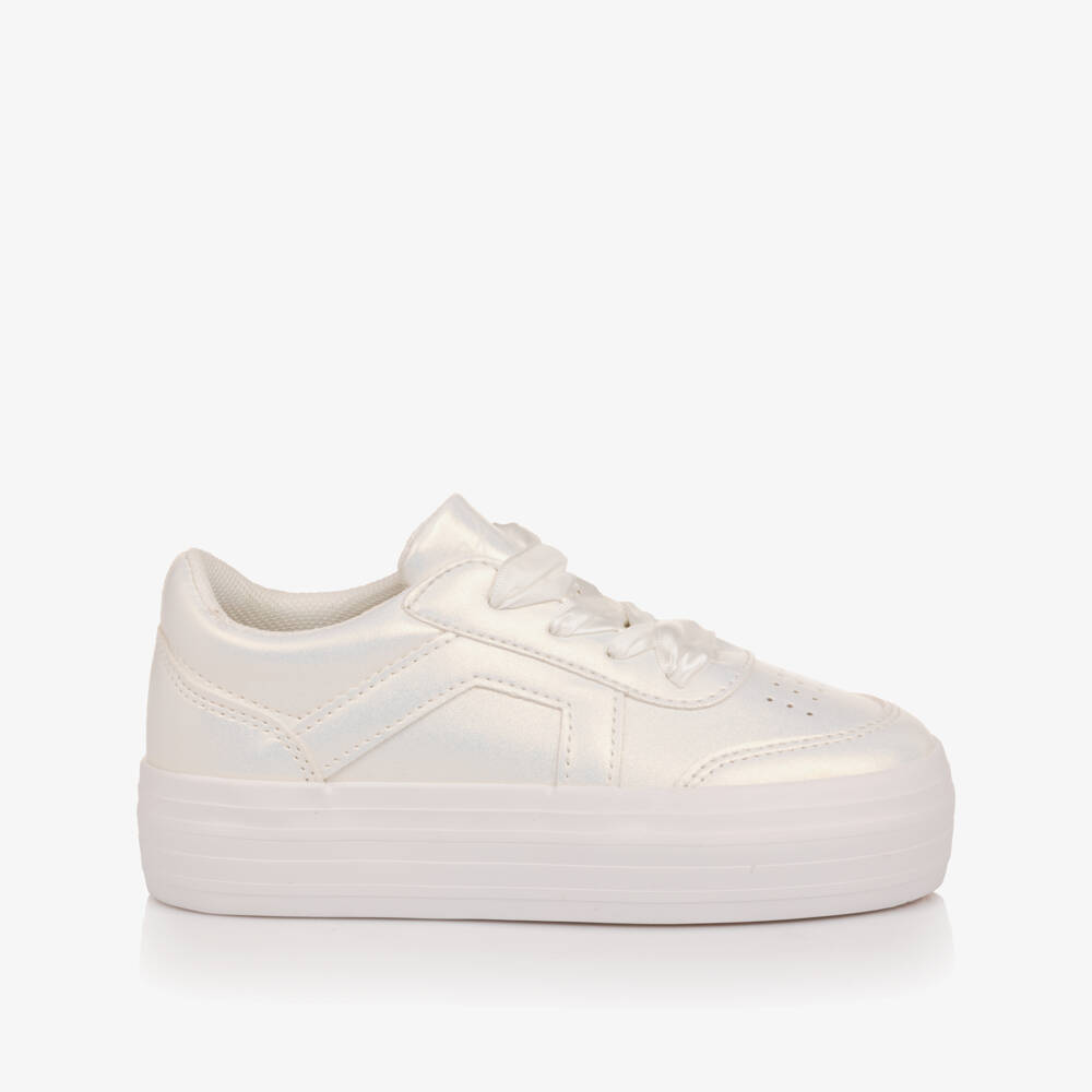 A Dee-Girls Pearlescent White Chunky Lace-Up Trainers | Childrensalon