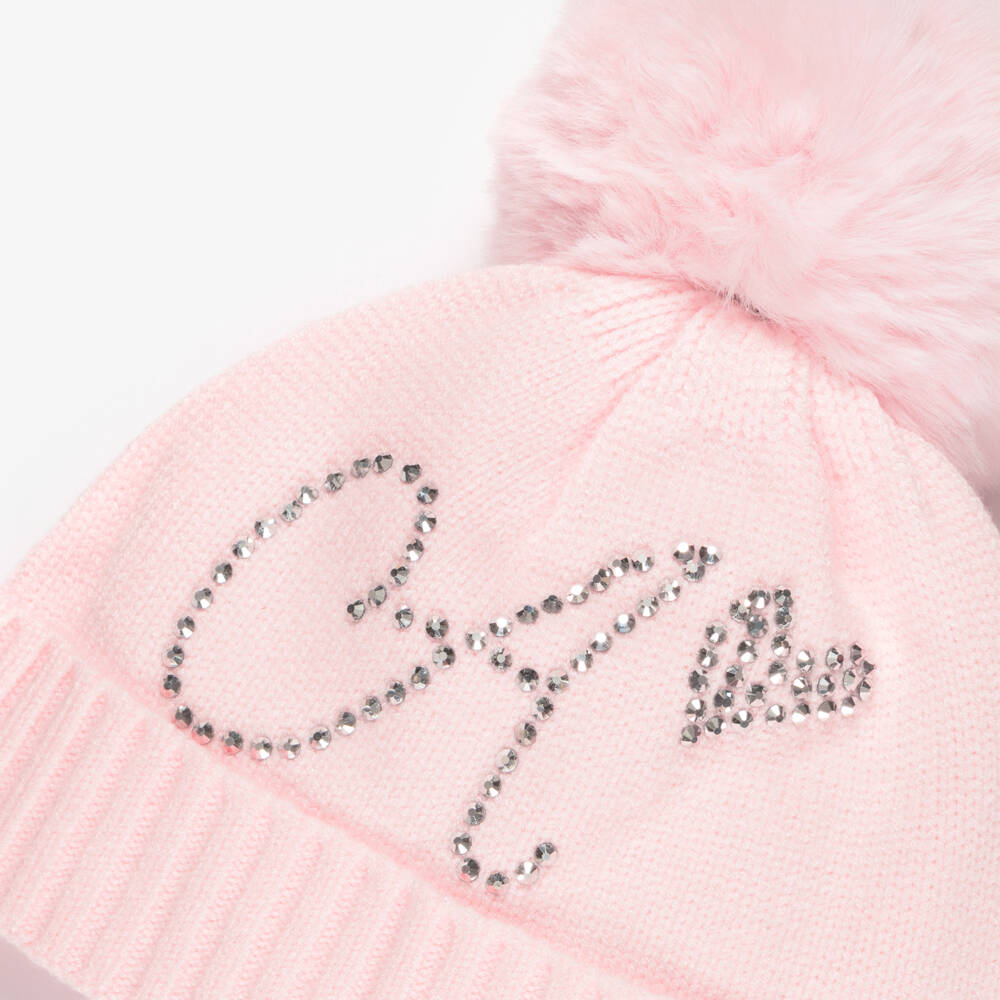 A Dee-Girls Pink Bobble Hat with Sparkles | Childrensalon