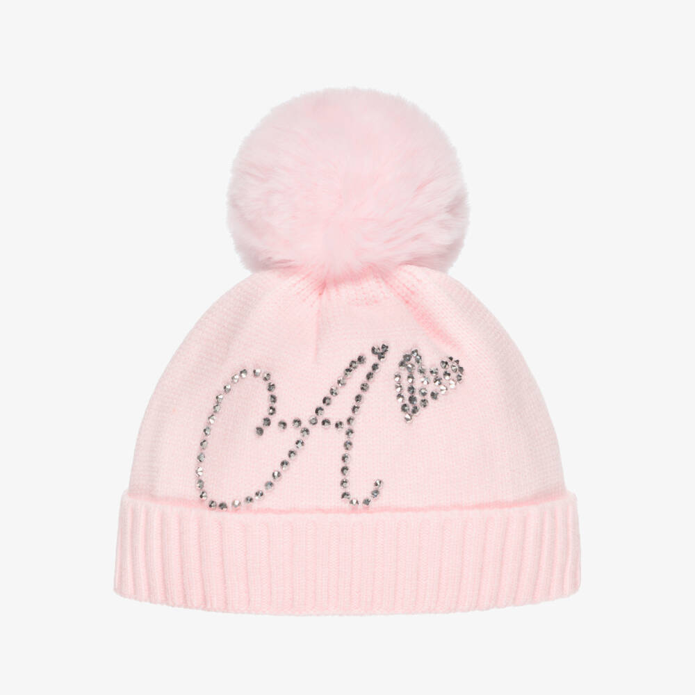 A Dee-Girls Pink Bobble Hat with Sparkles | Childrensalon