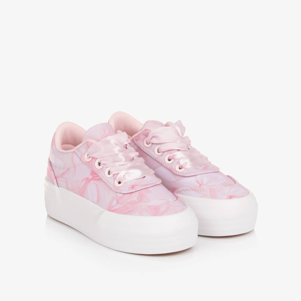 A Dee-Girls Pink Bow Print Chunky Lace-Up Trainers | Childrensalon