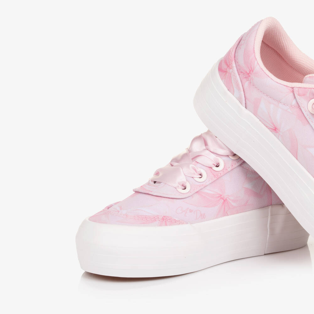 A Dee-Girls Pink Bow Print Chunky Lace-Up Trainers | Childrensalon