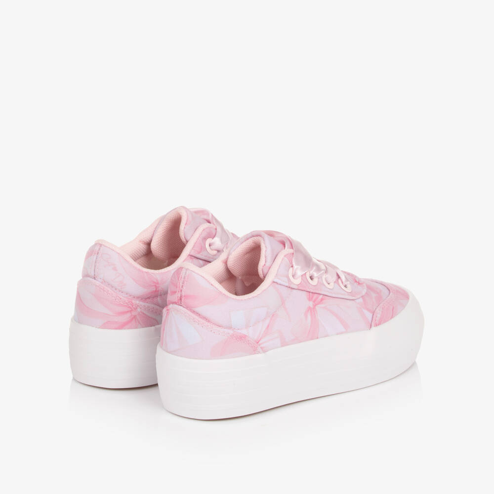 A Dee-Girls Pink Bow Print Chunky Lace-Up Trainers | Childrensalon