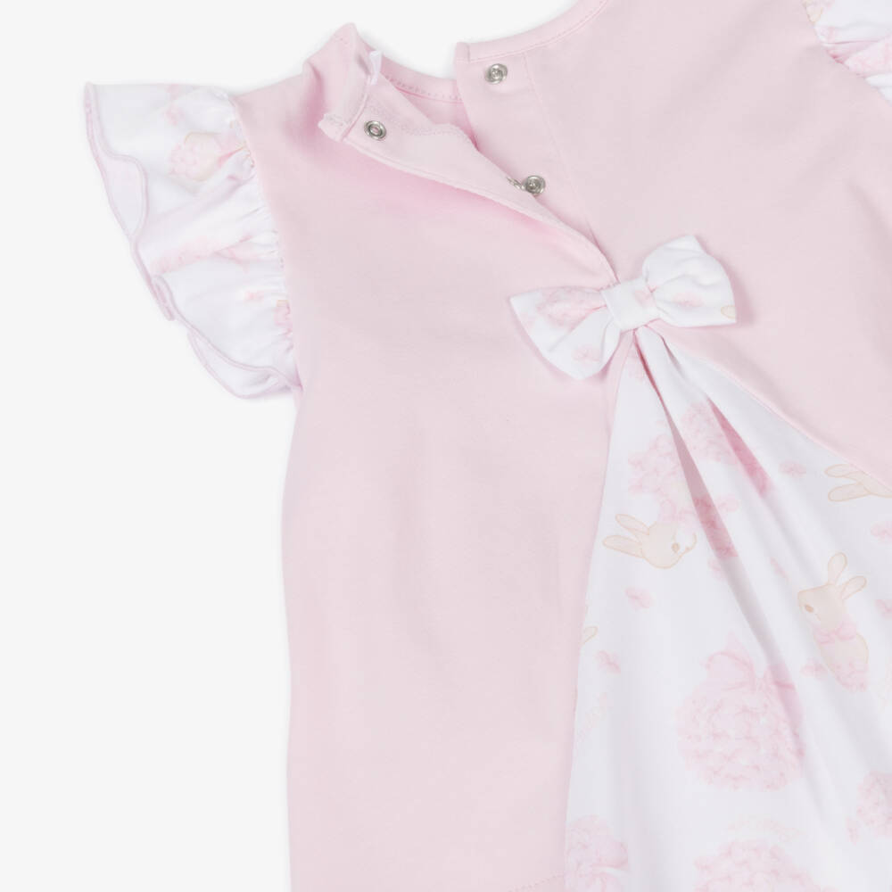 A Dee-Girls Pink Bunny Print Cotton Dress | Childrensalon