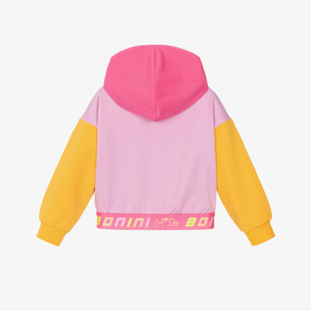 A Dee-Girls Pink Colourblock Zip Up Hooded Top | Childrensalon