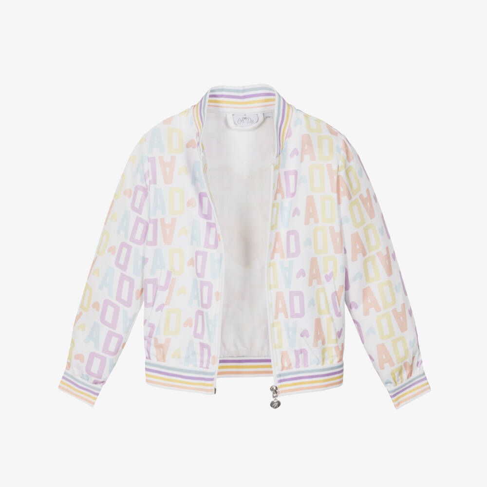 A Dee-Girls Pink Cotton All Over Logo Zip-Up Top with Sequin Heart | Childrensalon