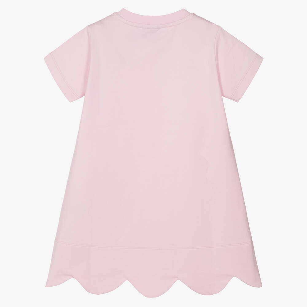 A Dee-Girls Pink Cotton Bag Print Logo T-Shirt Dress with Bow | Childrensalon