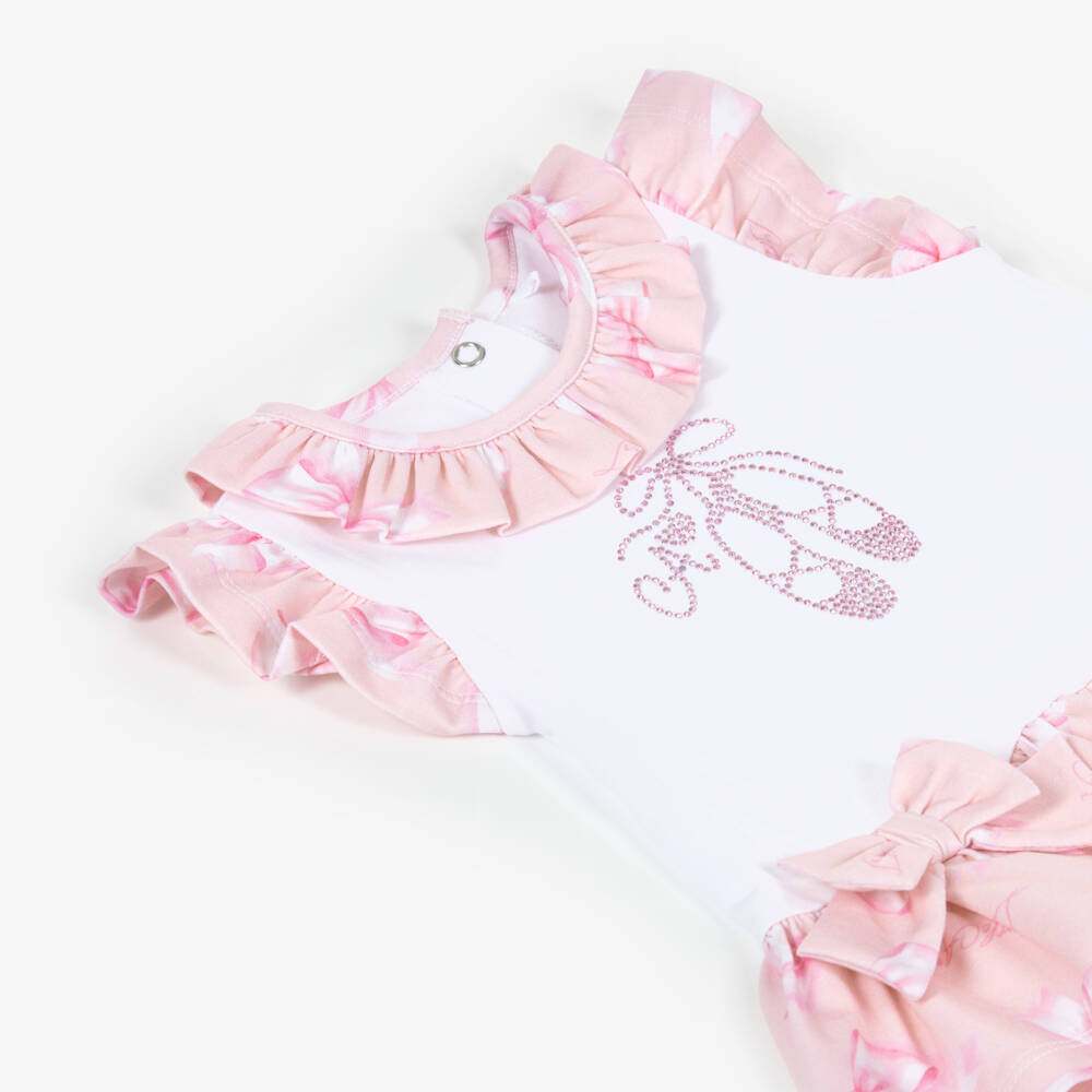 A Dee-Girls Pink Cotton Jersey Bow Print Leggings Set | Childrensalon