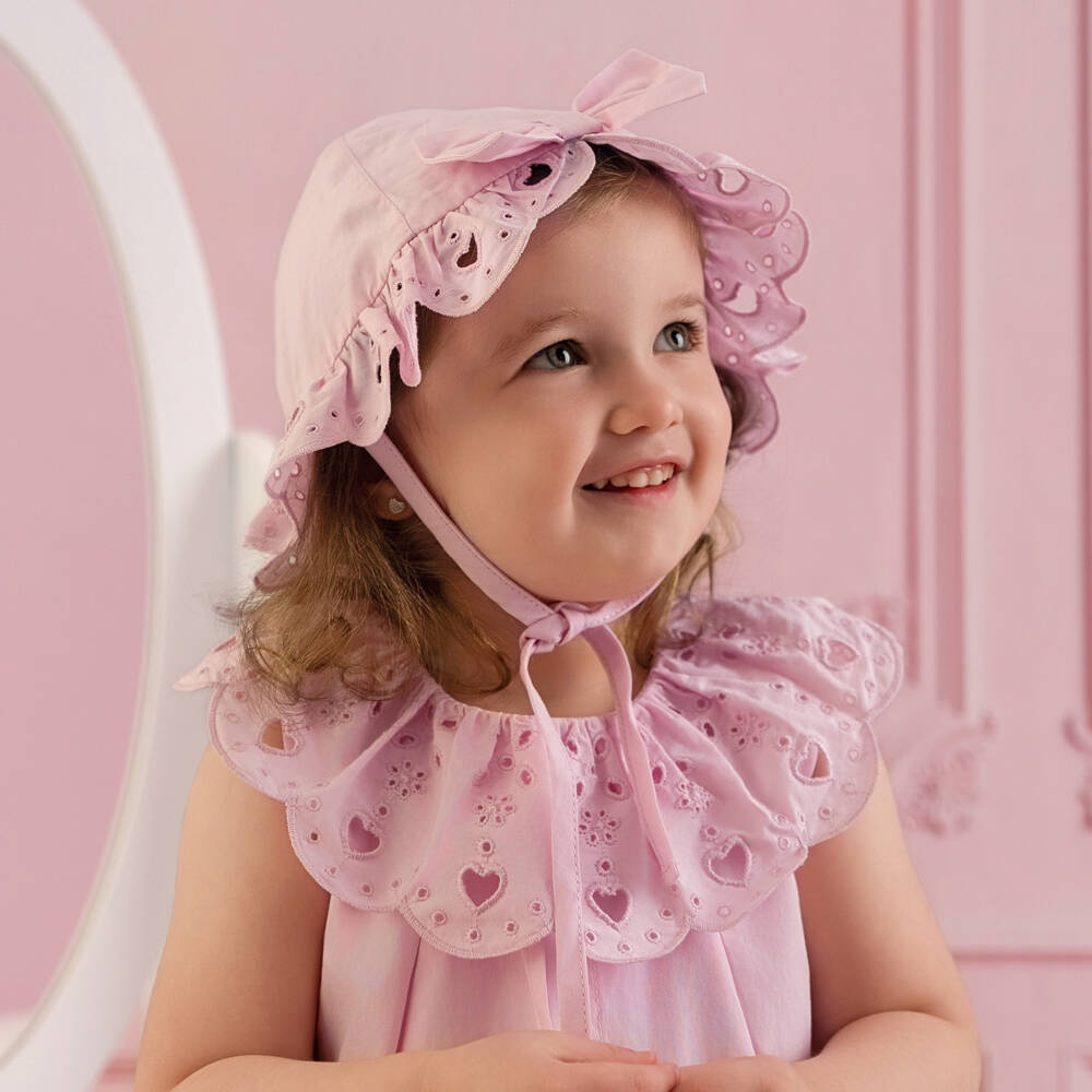 A Dee-قبعة شمس قطن لون زهري للبنات الرضع | Childrensalon