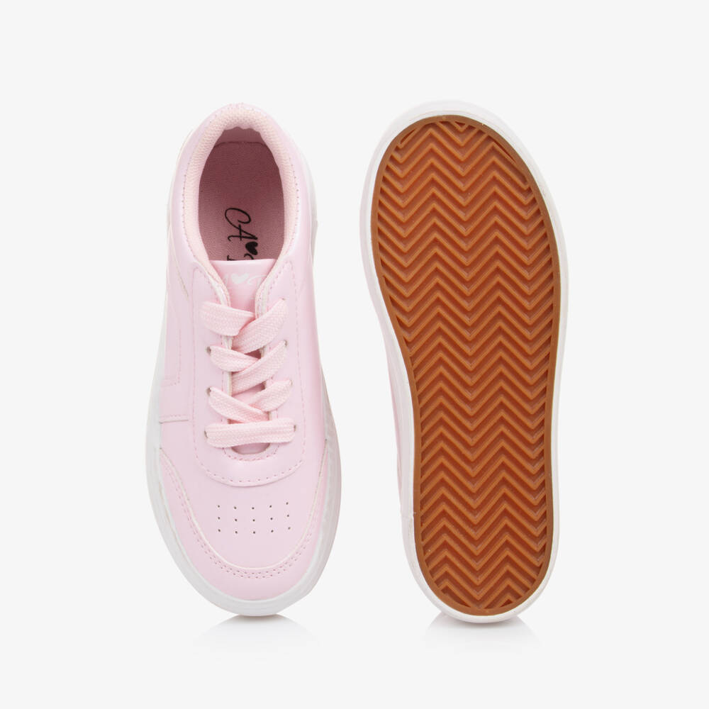 A Dee-Girls Pink Faux Leather Lace-Up Trainers | Childrensalon