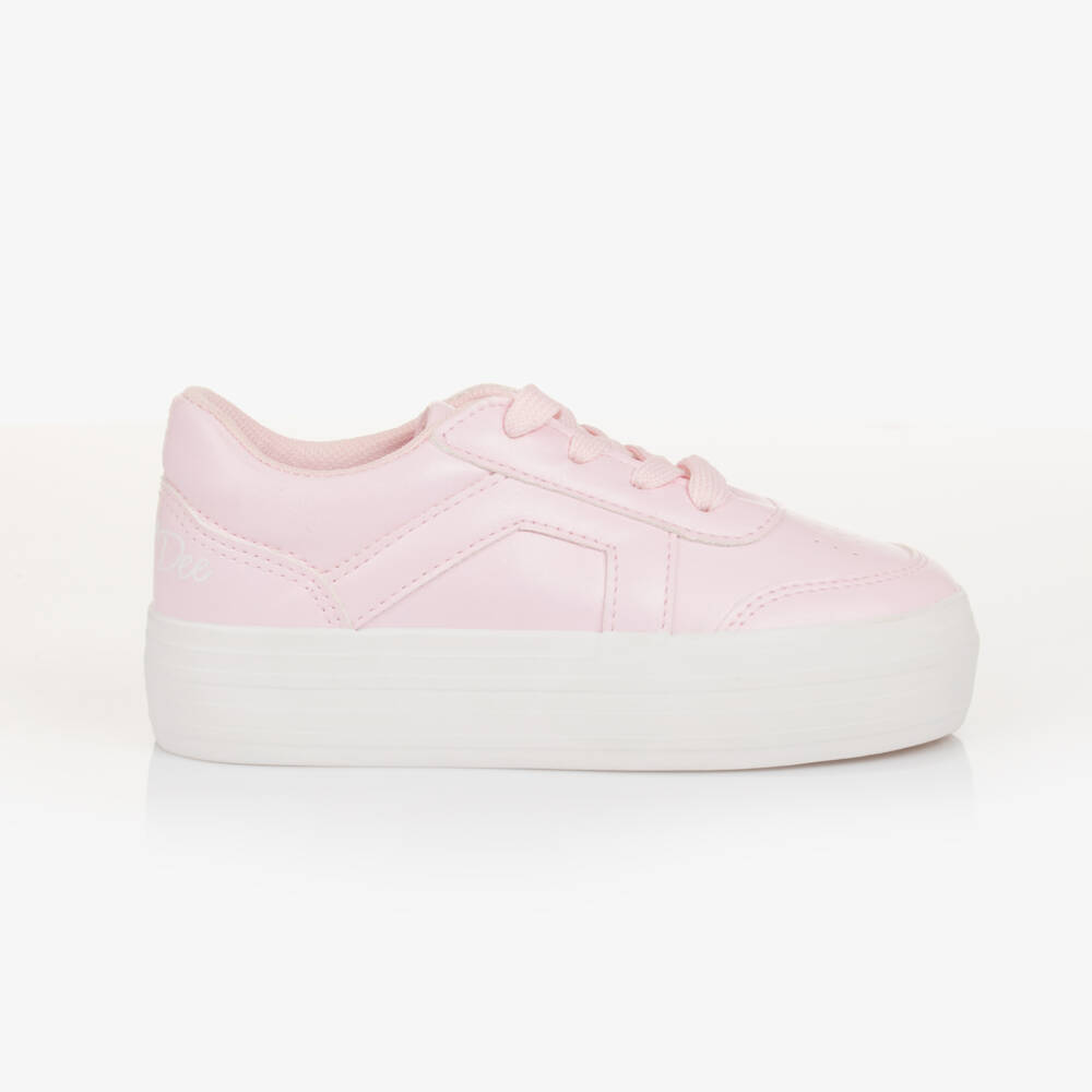 A Dee-Girls Pink Faux Leather Lace-Up Trainers | Childrensalon