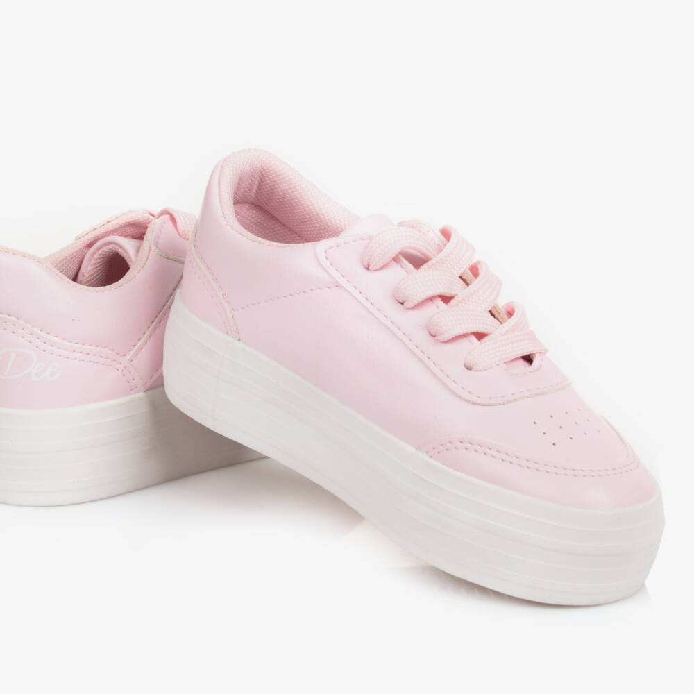 A Dee-Girls Pink Faux Leather Lace-Up Trainers | Childrensalon