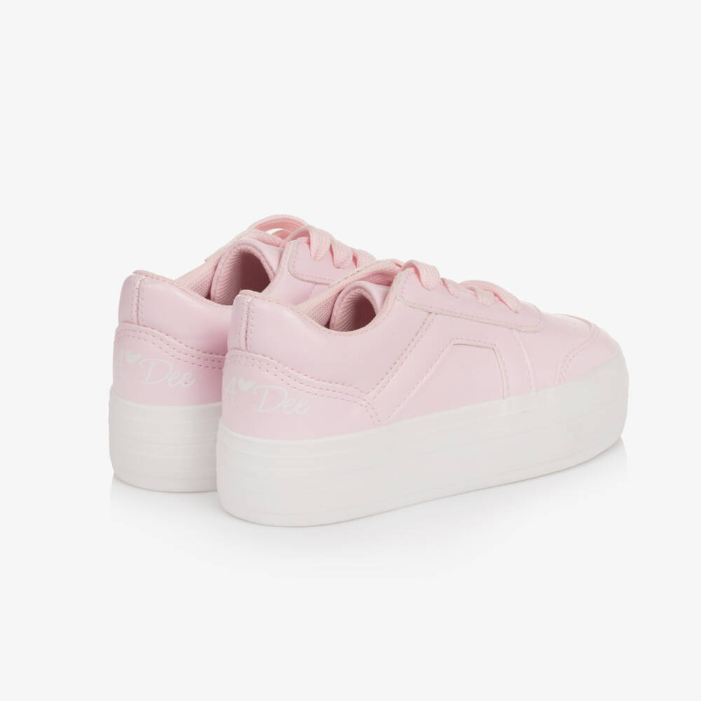 A Dee-Girls Pink Faux Leather Lace-Up Trainers | Childrensalon