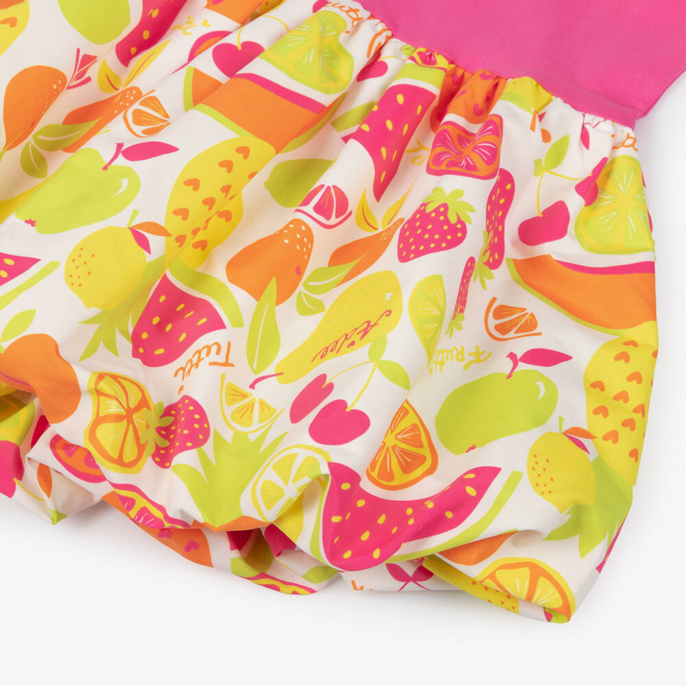 A Dee-Girls Pink Fruit Print Dress with Bubble Hem | Childrensalon