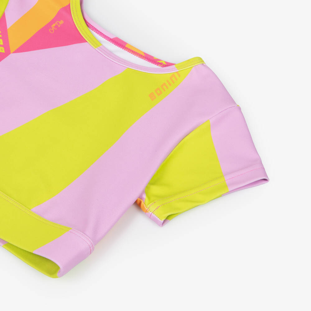A Dee-Girls Pink & Geometric Colourblock Cropped Top | Childrensalon