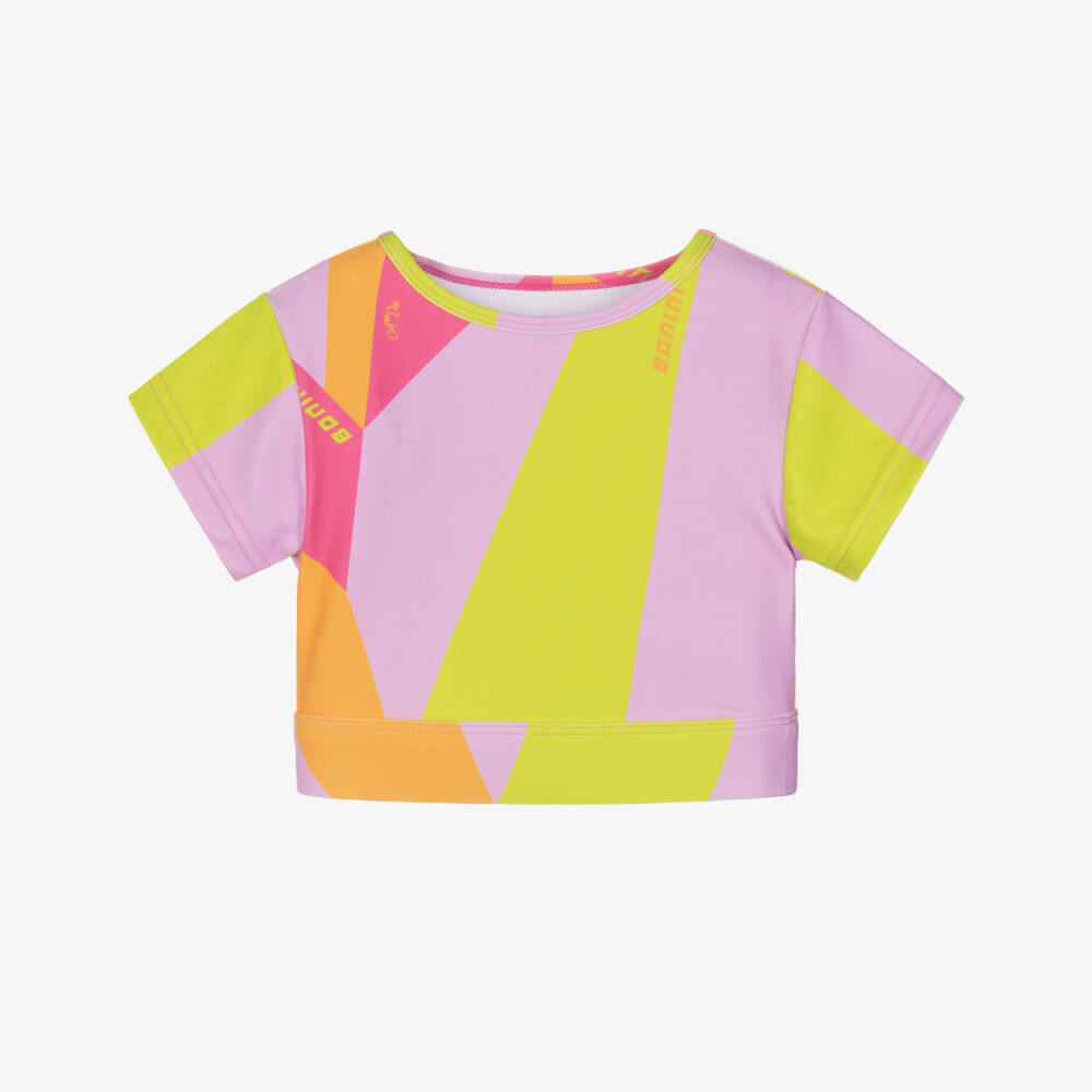 A Dee-Girls Pink & Geometric Colourblock Cropped Top | Childrensalon