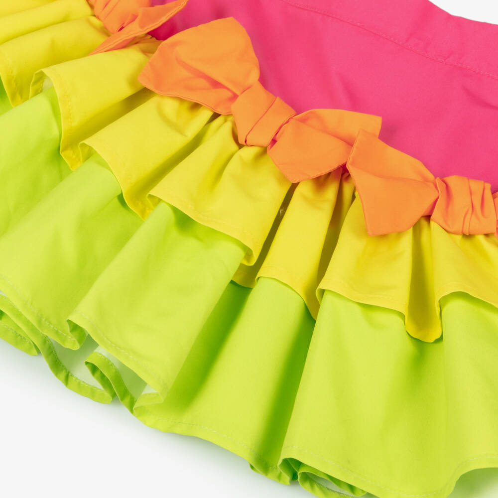 A Dee-Girls Pink & Green Tiered Skirt Set with Bows | Childrensalon