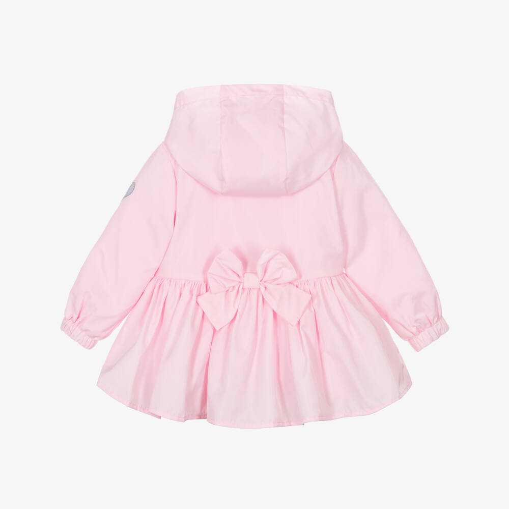 A Dee-Girls Pink Hooded Coat with Bows | Childrensalon