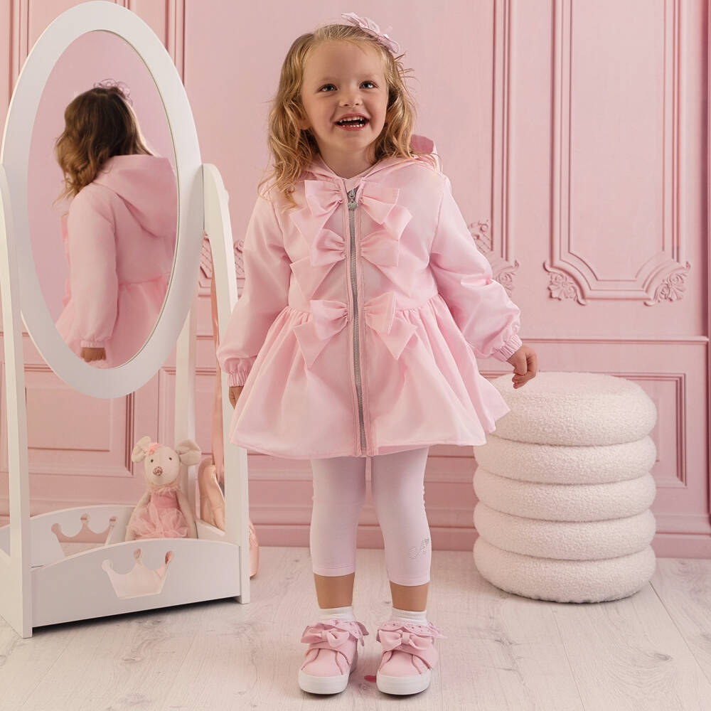 A Dee-معطف مزين بفيونكات لون زهري للبنات | Childrensalon