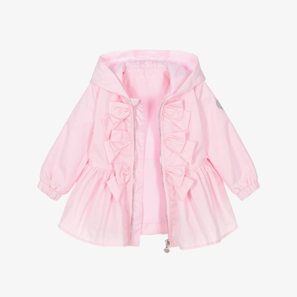 A Dee-Girls Pink Hooded Coat with Bows | Childrensalon