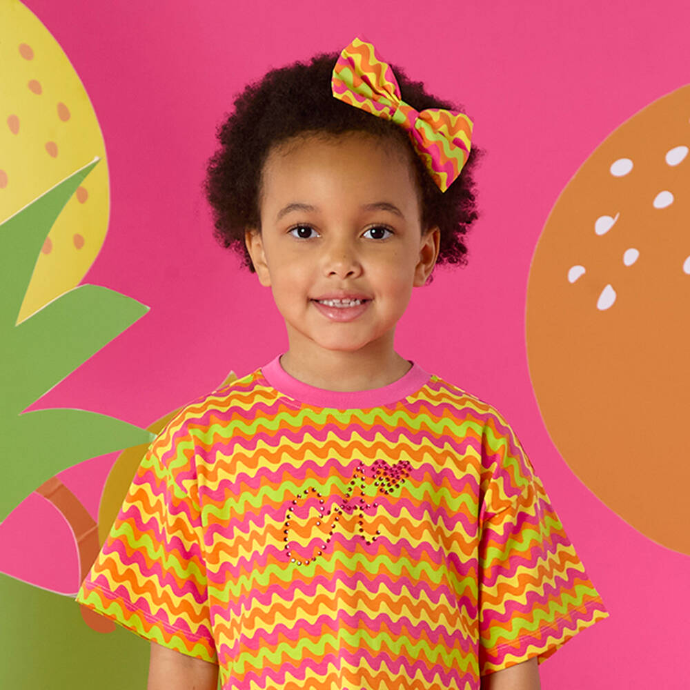 A Dee-Girls Pink & Orange Wavy Stripe Hair Clip | Childrensalon