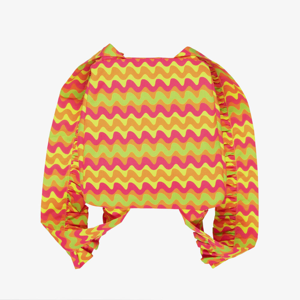 A Dee-Girls Pink & Orange Wavy Stripe Ruffle Backpack (21cm) | Childrensalon