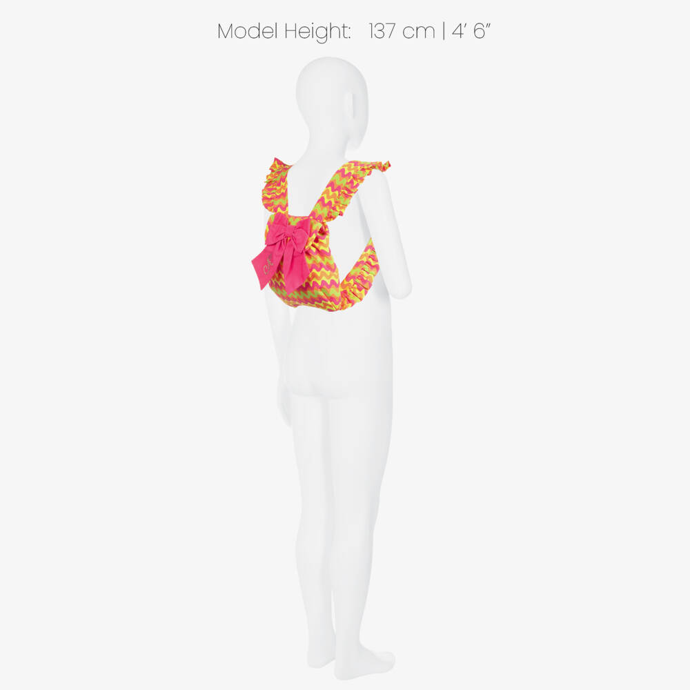 A Dee-Girls Pink & Orange Wavy Stripe Ruffle Backpack (21cm) | Childrensalon