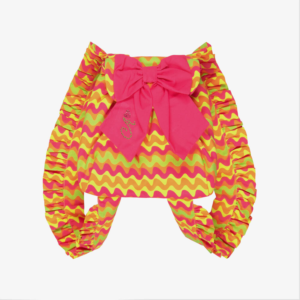 A Dee-حقيبة ظهر مزينة بكشكش لون زهري وبرتقالي للبنات (21 سم) | Childrensalon