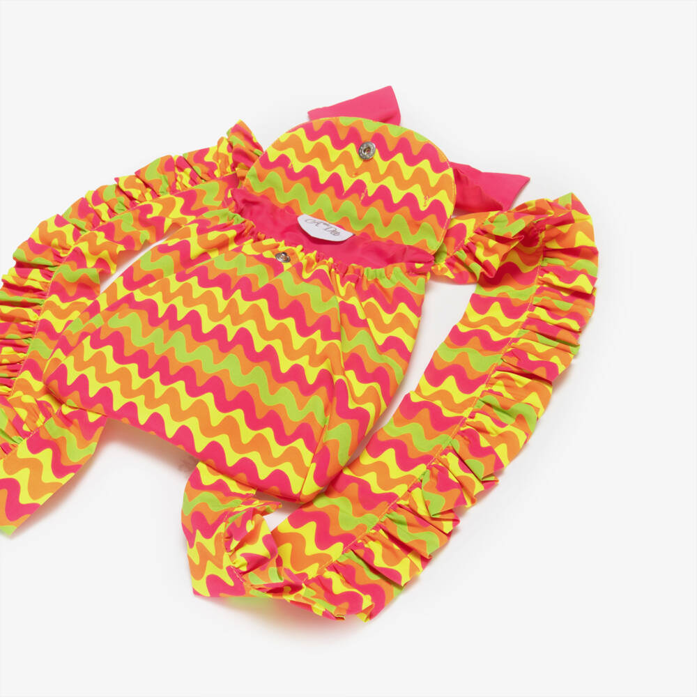 A Dee-Girls Pink & Orange Wavy Stripe Ruffle Backpack (21cm) | Childrensalon