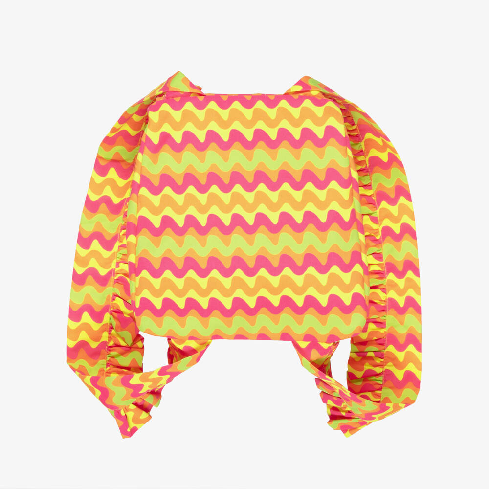 A Dee-Girls Pink & Orange Wavy Stripe Ruffle Backpack (21cm) | Childrensalon