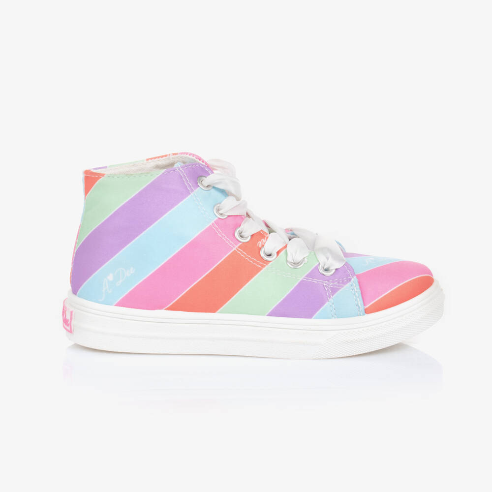 A Dee-Girls Pink & Purple Striped High-Top Trainers | Childrensalon