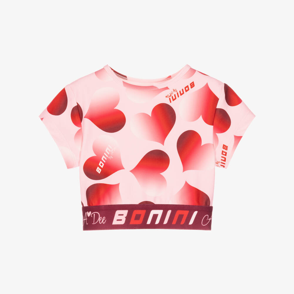 A Dee-Girls Pink & Red Heart Print Crop Top | Childrensalon
