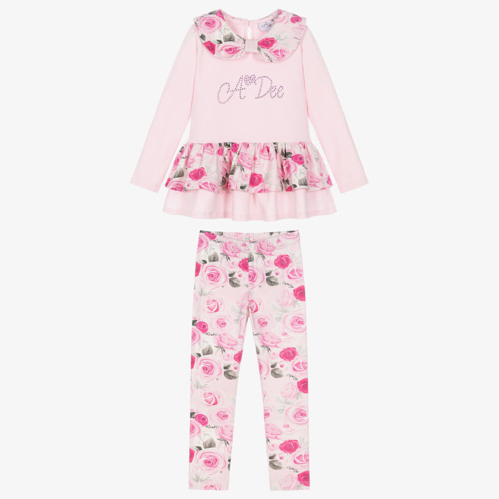 A Dee-Girls Pink Rose Leggings & Tunic Set | Childrensalon