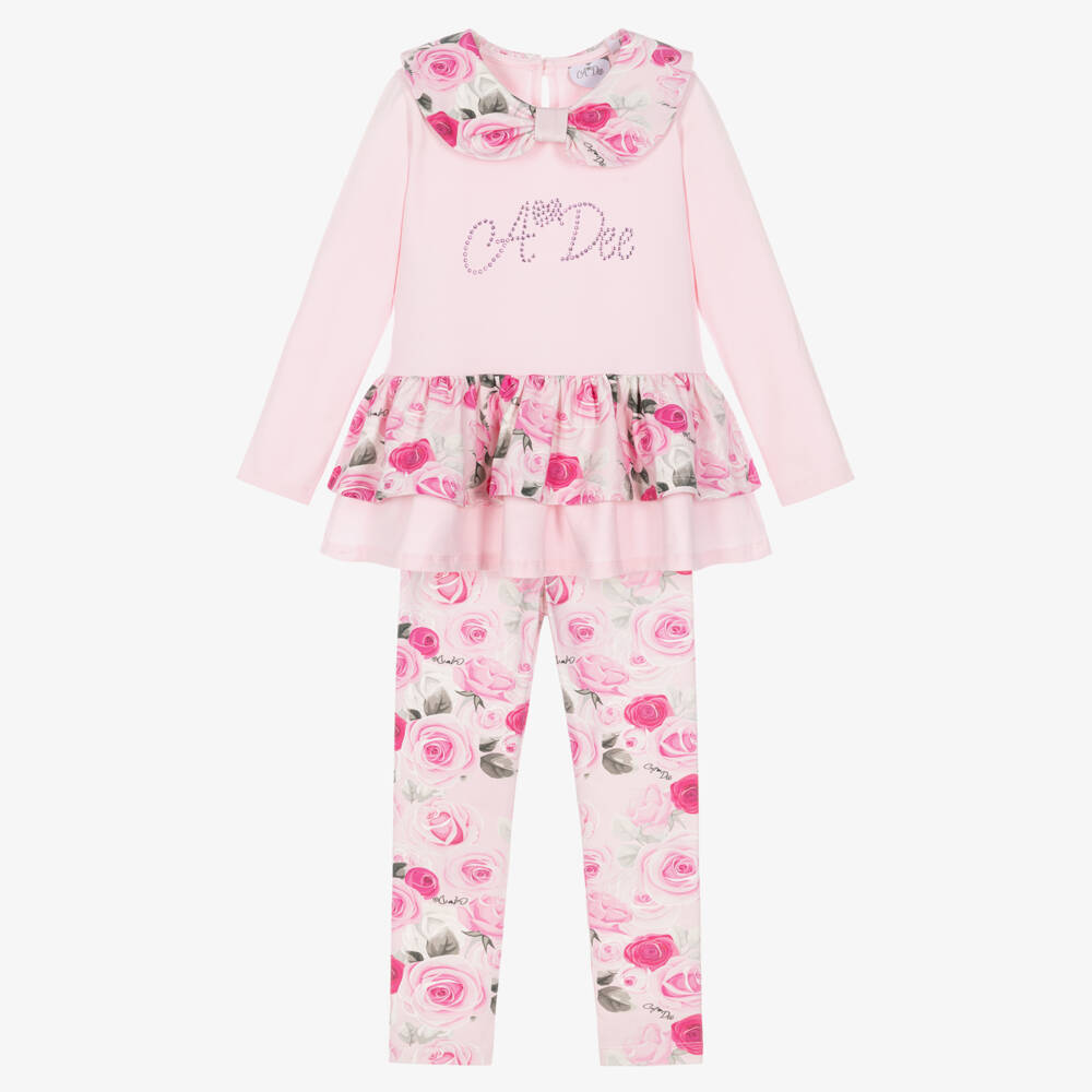 A Dee-Girls Pink Rose Leggings & Tunic Set | Childrensalon